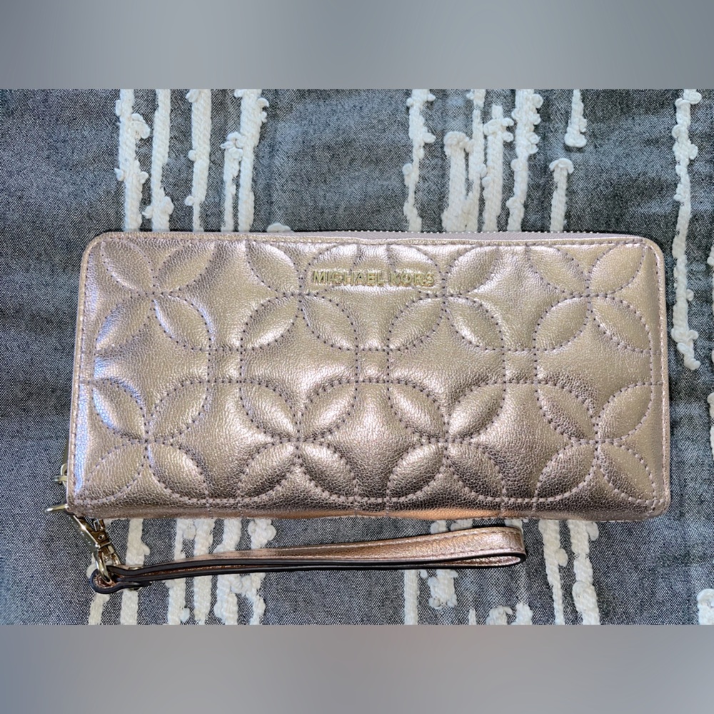 Michael Kors RoseGold Metallic Wallet Clutch